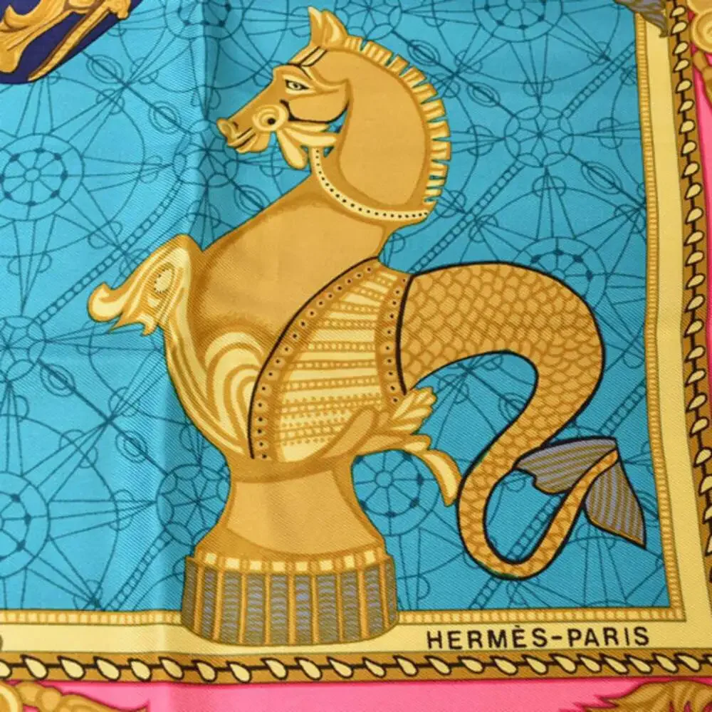 HERMES Black Silk Scarf